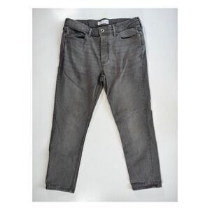 TOPMAN Button Fly Stretch‎ Skinny Jean Mens 32x24.5 Hemmed Gray